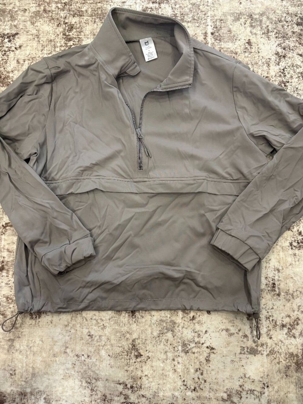 Member's Mark Travel Pullover Quarter Zip Jacket Taupe Grey Size L